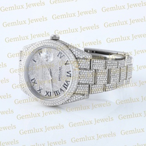Probador de diamantes de paso de alta calidad, movimiento automático blanco completo, esfera romana D VVS, reloj de Hip Hop de diamante de moissanita completamente helado - Product Image 6