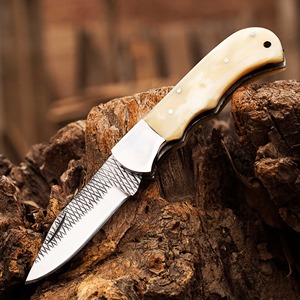 Custom Handmade Industrial/DIY Grade Utility Pocket Folding <b>Knife</b> 7.5 Inch Stainless Steel <b>Bone</b> <b>Handle</b> Straight Clip OEM - Product Image 1