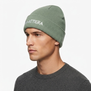 Gorro de Punto Verde Salvia con Puño, Gorro Cálido de Invierno con Logotipo Bordado Personalizado - Product Image 4