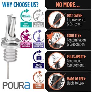 Beccucci Versatori Igienici Senza BPA Lavabili in Lavastoviglie - In-1 per Bottiglie di Liquore con Protezione Integrata Contro le Mosche della Frutta - Accessori per Bevande - Product Image 4