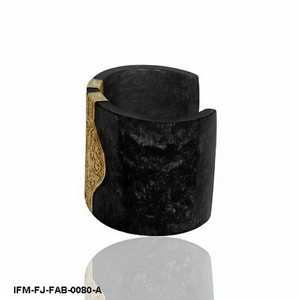 Brazalete Ancho de Tela Negra Hecho a Mano con Detalles de Caligrafía en Filigrana Dorada, Brazalete Envolvente Étnico Bohemio para Mujer - Product Image 1