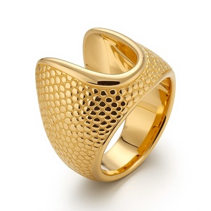 Chunky Statement <b>Ring</b> Sterling <b>Silver</b> 925 Vermeil Gold 2 Micron Textured Open <b>Ring</b> for Women Custom Fine Jewelry OEM - Product Image 4