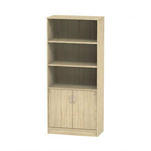 Vitrina Moderna 1743 Combo, Librería de 3 Niveles con Estantes Abiertos, Mueble de Almacenamiento de Madera, Armario Seguro con 2 Puertas con Cerradura, Roble Sonoma - Product Image 2