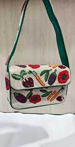 Bolso de Hombro para Mujer MSR Bohemian con Patrón Vegetal y Cuentas Hecho a Mano, Ecológico y Ligero para Bodas y Viajes, Personalizable - Product Image 1