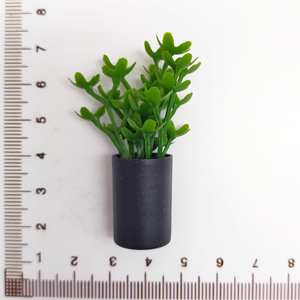 Accesorios para casa de muñecas en miniatura, maceta para plantas, maceta con hojas verdes, cilindro negro para decoración del hogar, decoración de paisajes para mayores de 14 años - Product Image 6