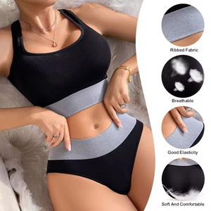 Ensembles soutien-gorge et culotte sexy sans couture, dos nageur, maintien moyen, amincissant, élégants pour soirées et occasions spéciales, pour femmes - Product Image 1