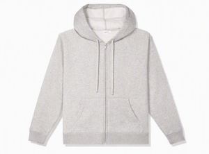 Sweat-shirt gris à capuche zippé pour femme, 100 % coton tricoté respirant, couleur unie, coupe classique, idéal pour l'automne, pull à capuche pour homme - Product Image 4