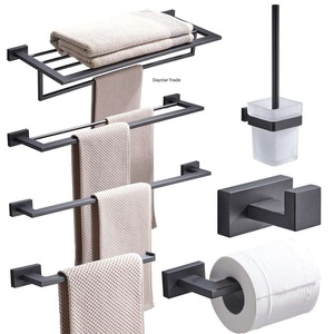 Toallero Doble de Pared Negro y Juego de Organizador de Baño Moderno de Acero Inoxidable - Product Image 2