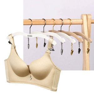 28 CM Custom Logo Durable Modern 28 cm Solid PP Plastic Wood-Like Socks Underwear Display Bra <b>Hanger</b> for Store Shop Wardrobe - Product Image 1