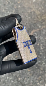 CONCEPTION Joyería para Hombre y Mujer, Cadena de Cuerda con Colgante Grande DEE Jersey 1, Acabado en Oro 9k 10k 14k 18k, Plata 925 Iced, con Sello - Product Image 3