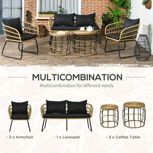 Set da Pranzo per Esterni in Ferro e Legno, Arredamento da Giardino per Cortile - Collezione di Mobili da Patio - Product Image 4