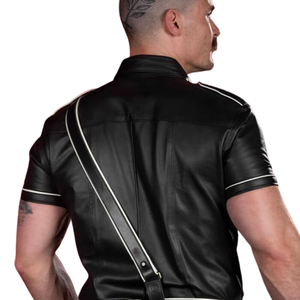 Sangle d'épaule en cuir de vachette pour homme, style Sam Browne, sept couleurs au choix, ajustement réglable, durable, imperméable, qualité supérieure, pour club - Product Image 3