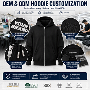 เสื้อฮู้ดซิปแบบหนา 400GSM สำหรับผู้ชาย ทรงปกติ ไหล่ตก ผ้าฟลีซ ซิปเต็มตัว เสื้อสเวตเชิ้ตเปล่า สตรีทแวร์ ขายส่ง - Product Image 5