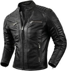 <b>Men</b> Classic Leather <b>Jacket</b> Premium Soft Full Zip Stand Collar Comfortable Casual Durable Front Regular Fit Fashion Outerwear - Product Image 6