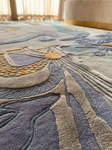 Tapis épais moderne en laine/Tencel à poils longs bleu doux, tufté à la main, avec propriétés anti-taches et anti-chute de poils - Product Image 2