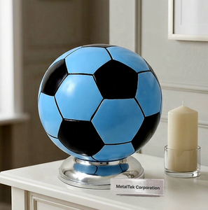 Custom Aluminium Football Cremation Urn Wholesale Adult Human & Pet Memorial Ash Urns Handcrafted Funeral Decorative Unique Urns - Product Image 1