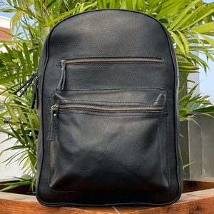 Mochilas de cuero auténtico de diseño personalizado para mujer, mochila negra para ordenador portátil, mochila de viaje grande Unisex, mochila para hombre - Product Image 3