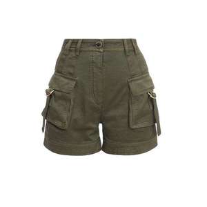 Shorts en jean cargo taille haute pour femme, couleur unie, style utilitaire, coupe classique, tenue décontractée d'été - Product Image 5