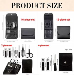 Kit de manucure portable en acier inoxydable 10 en 1 avec logo personnalisé, ensemble de manucure avec sac pour adultes, style classique - Product Image 3