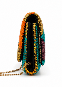 Pochette géométrique multicolore à perles |   Sac de soirée artisanal et original |   Sac à main bohème chic fait main, sac de soirée coloré - Product Image 4