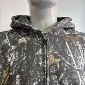 Custom Unisex Baggy Cropped Boxy Side Stripe Embroidery Camo Zip up Hoodies and Sweat Pants Set Sweat Suits Men - Product Image 2