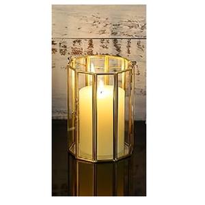 Lanterne à bougie en cuivre et verre de forme trapézoïdale, terrarium géométrique avec poignée pour la décoration de la maison à Pâques - Product Image 3