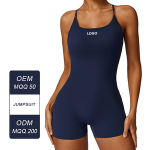 Custom Women Sport <b>Jumpsuit</b> Spaghetti Strap Solid Color Quick Dry Breathable Yoga Fitness Wear ODM OEM Service Wholesale - Product Image 1