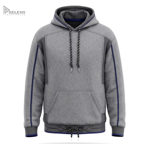 Custom Heavyweight <b>Fleece</b> Winter Hoodie <b>Mens</b> Streetwear 100% Cotton Pullover Heather <b>Grey</b> Kangaroo Pocket Any Design / Logo - Product Image 1