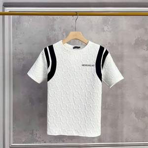 Camiseta Formal de Hombre con Cuello Redondo, Tejido de Espuma Teñido con Hilo, Secado Rápido, Transpirable, 160gsm, Mangas con Contraste de Color - Product Image 5