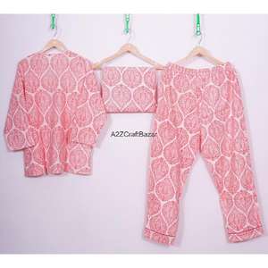 Conjunto de Pijama de Algodón 100% Puro para Mujer, Cuello en V Personalizado, Ropa de Casa Transpirable para Invierno con Logotipo Frontal - Product Image 5