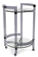 Table basse ronde à deux niveaux en lucite transparente, chariot de service en acrylique, chariot à boissons roulant pour salon et hôtel