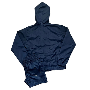 Custom Logo Printed Hooded Solid Spring Waterproof Breathable Lightweight Polyester/Cotton Casual <b>Wind</b> <b>Breaker</b> Tracksuit 2-Piece - Product Image 3