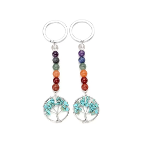 Llavero de cristal de alta calidad, Howlite Turquesa, Siete Chakras, Llavero con diseño de Búho, Piedra Natural en forma de Corazón, Regalos para Mujeres - Product Image 4
