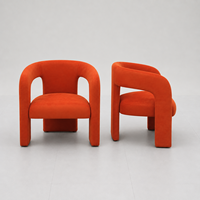 Fauteuil de restaurant moderne en velours, design contemporain, en stock, prêt à être expédié, pour salon, salle à manger, café.