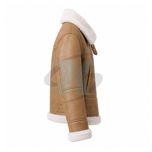 Veste en cuir véritable et fourrure de mouton de qualité supérieure pour l'hiver, douce, chaude, confortable, durable, tendance pour homme, pour un usage quotidien décontracté - Product Image 4