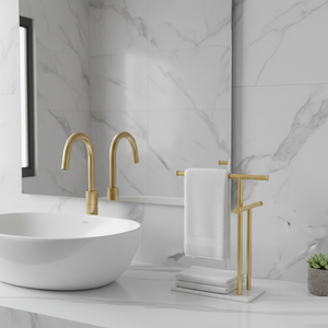 Marble and Metal Towel <b>Holder</b> Stand Elegant Design for Bathroom Hand Towel Decorative Storage - Product Image 1