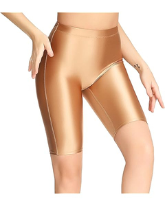 Shorts de Punto de Cintura Media para Mujer, de Cuero y Algodón, Color Sólido, Transpirables, Cintura Elástica, Ajuste Ceñido, Deportivos, Secado Rápido, Ligeros - Product Image 2
