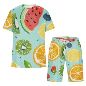 <b>Men's</b> Casual Breathable OEM Custom Summer 2-Piece Cotton <b>Fleece</b> <b>Short</b> Sleeve T-Shirt <b>Shorts</b> Set Custom Color Design Digital - Product Image 3