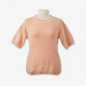 เสื้อถักแขนสั้นเวียดนาม ผ้ากันยับ ทรงพูลโอเวอร์ บางเบา สำหรับผู้ใหญ่ เสื้อถักลำลอง สีพื้น คอกลม อะคริลิก 100% ไม่มีลายพิมพ์ - Product Image 2