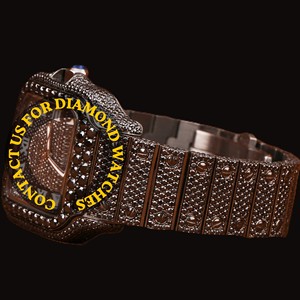 Nouvelle montre de luxe en moissanite, entièrement en or blanc, avec cadran carré noir et chiffres romains, montre tendance hip-hop - Product Image 2