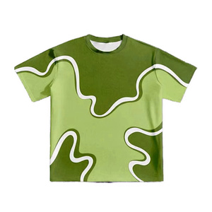 Camiseta Oversize con Estampado de Remolinos Azules Estéticos para Hombre, Estilo Urbano Hip Hop, Hombros Caídos, Ajuste Holgado, Ropa para el Mercado Internacional - Product Image 3