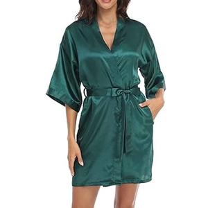 Plain <b>Satin</b> Polyester <b>Robes</b> <b>Women</b> Wholesale Bathrobe Party Beach Wedding Sleepwear Custom Logo OEM - Product Image 1