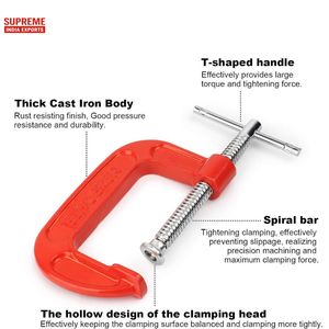 Marco de acero forjado con abrazadera industrial de grado C con husillo roscado niquelado para trabajos de corte y montaje de soldadura de sujeción - Product Image 4