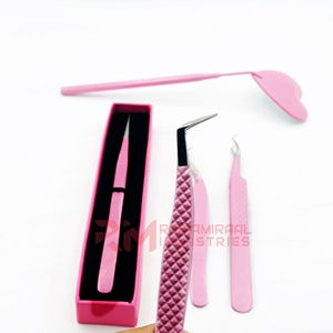 Pinzas de Volumen para Pestañas Postizas RMI de Acero Inoxidable con Punta de Fibra Rosa - Product Image 5