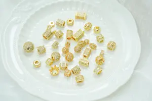 Modeschmuck 18 Karat vergoldeter Schmuck cz Spacer Perlen Edelstein perlen für Schmuck herstellung Zirkonia Diamant DIY