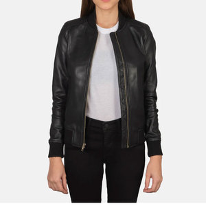 Premium <b>Women</b> Real Leather Bomber <b>Jacket</b> Classic Black Sheepskin Slim Fit <b>Flight</b> <b>Jacket</b> Soft Leather Casual Outerwear - Product Image 1