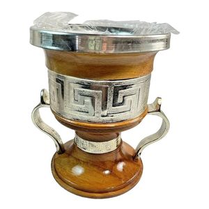 Mabkhara Hand-Made Sandalwood Incense <b>Burner</b> With Brass Insert Aromatic Diffuser Wooden Hexagonal Box <b>For</b> Home Decor Holder - Product Image 5