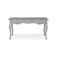 Table console de salon moderne de luxe écologique avec incrustations en os, motif artisanal complexe, design de rangement fonctionnel
