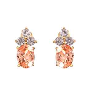 Boucles d'oreilles pendantes en saphir Padparadscha, ovales, en argent sterling 925 plaqué or 14 carats, bijoux fins pour femmes - Product Image 6