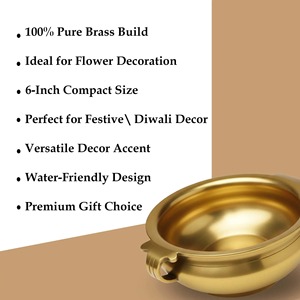 Simple Gold Decorative Bowl Perfect For Flower Decoration On Festive And Events Elegant Table Centerpiece Wholesale From India - Product Image 4